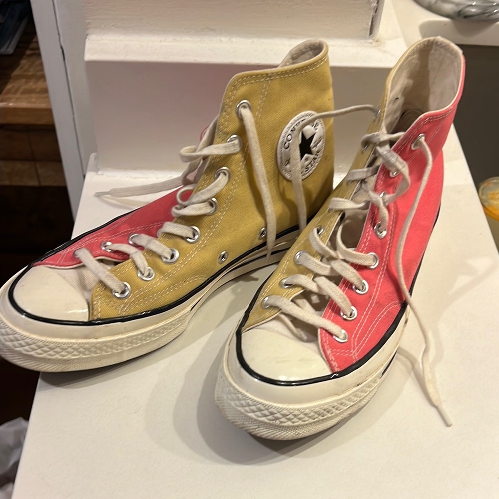 Converse High-Top Sneakers in Yellow and Pink